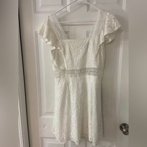 Ash & Violet White Lace Lined Dress with Cutout Sleeves - Size L